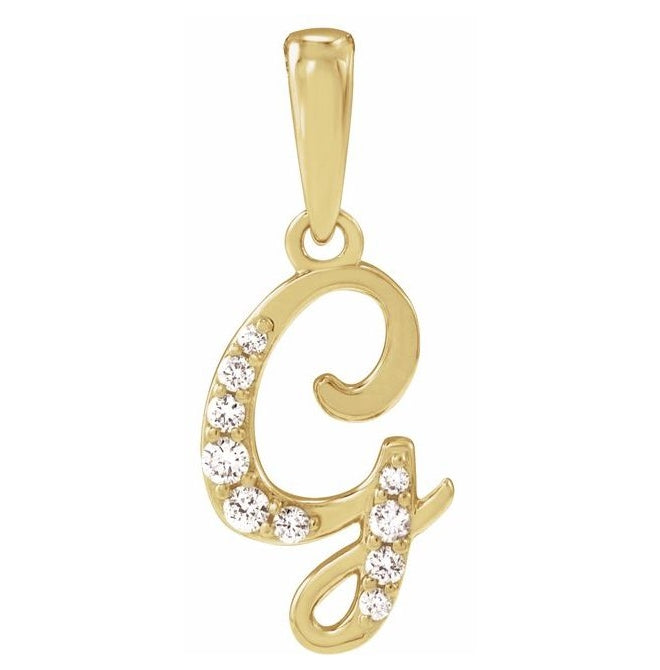 14K Yellow Or White Gold Round I1, G-H Polished Natural Diamond Initial Pendant