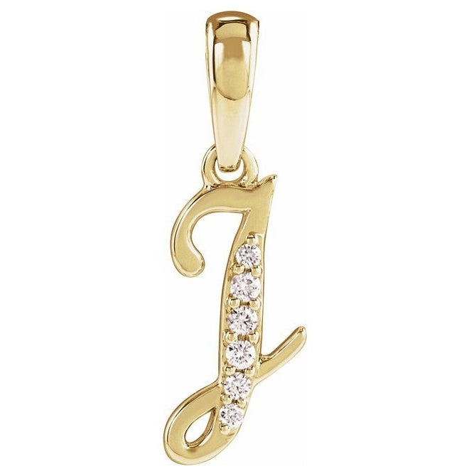 14K Yellow Or White Gold Round I1, G-H Polished Natural Diamond Initial Pendant
