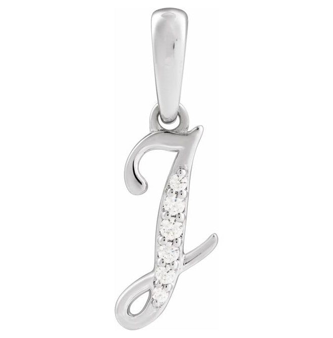 14K Yellow Or White Gold Round I1, G-H Polished Natural Diamond Initial Pendant