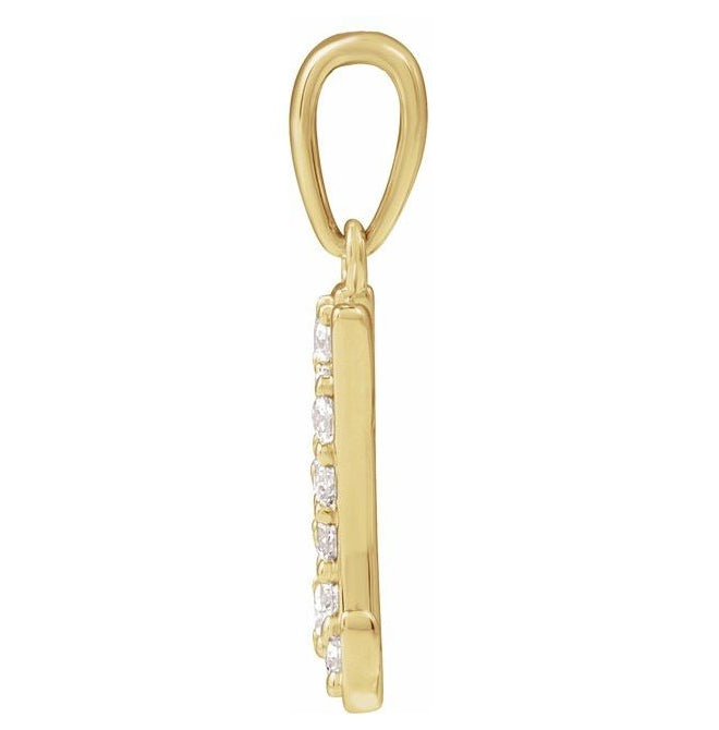 14K Yellow Or White Gold Round I1, G-H Polished Natural Diamond Initial Pendant