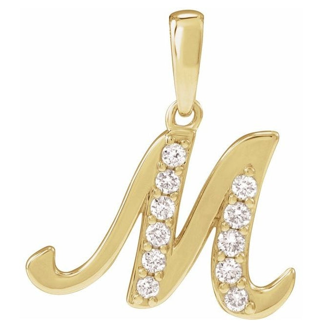 14K Yellow Or White Gold Round I1, G-H Polished Natural Diamond Initial Pendant