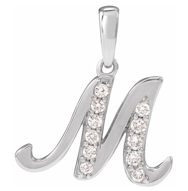 14K Yellow Or White Gold Round I1, G-H Polished Natural Diamond Initial Pendant