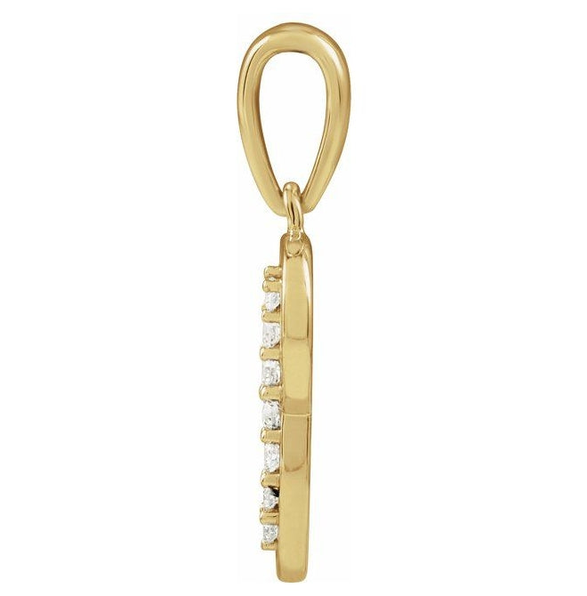 14K Yellow Or White Gold Round I1, G-H Polished Natural Diamond Initial Pendant