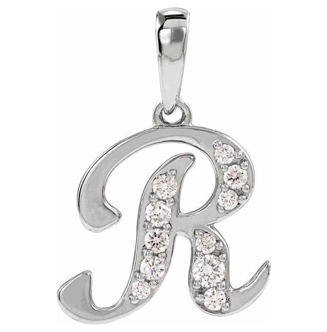 14K Yellow Or White Gold Round I1, G-H Polished Natural Diamond Initial Pendant