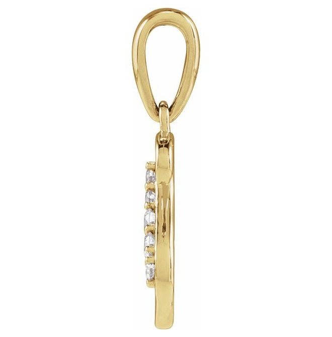 14K Yellow Or White Gold Round I1, G-H Polished Natural Diamond Initial Pendant