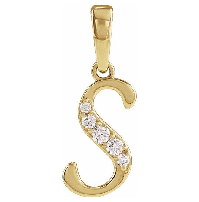 14K Yellow Or White Gold Round I1, G-H Polished Natural Diamond Initial Pendant