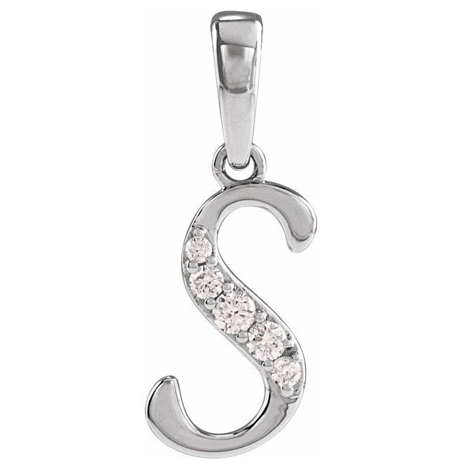 14K Yellow Or White Gold Round I1, G-H Polished Natural Diamond Initial Pendant