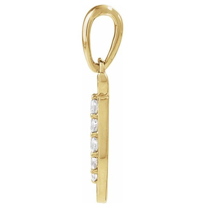 14K Yellow Or White Gold Round I1, G-H Polished Natural Diamond Initial Pendant