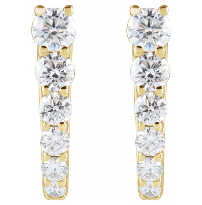 14K Yellow Gold Round 12.95 Mm 1 Mm 2.9Mm I1, G-H Pair Hinged Polished 1/2 Ctw Natural Diamond Hoop Earring