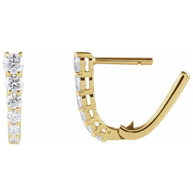 14K Yellow Or White Gold Round 12.95 Mm 1 Mm 2.9Mm Vs, F+ Pair Hinged Polished 1/2 Ctw Lab-Grown Diamond Hoop Earring