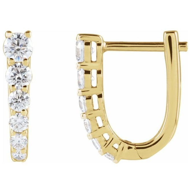14K Yellow Or White Gold Round 12.95 Mm 1 Mm 2.9Mm Vs, F+ Pair Hinged Polished 1/2 Ctw Lab-Grown Diamond Hoop Earring