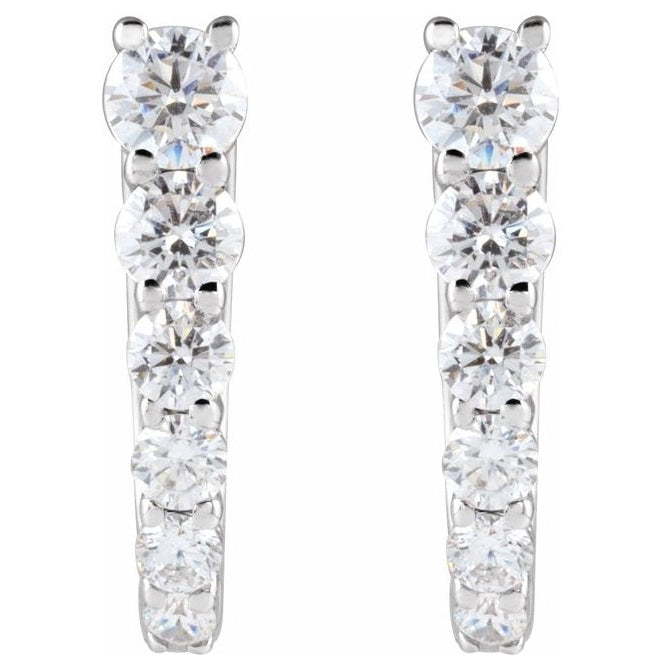 14K Yellow Or White Gold Round 12.95 Mm 1 Mm 2.9Mm Vs, F+ Pair Hinged Polished 1/2 Ctw Lab-Grown Diamond Hoop Earring