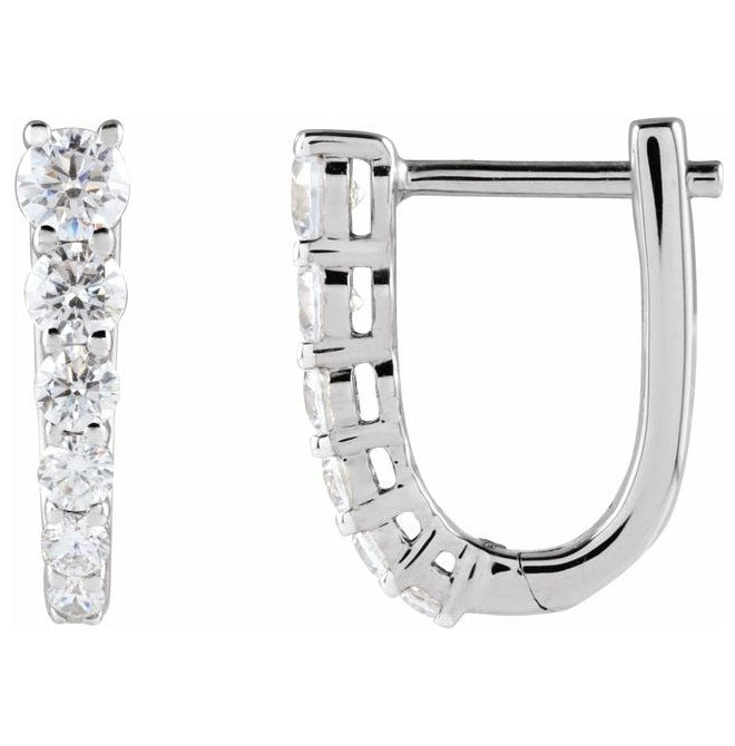 14K Yellow Or White Gold Round 12.95 Mm 1 Mm 2.9Mm Vs, F+ Pair Hinged Polished 1/2 Ctw Lab-Grown Diamond Hoop Earring