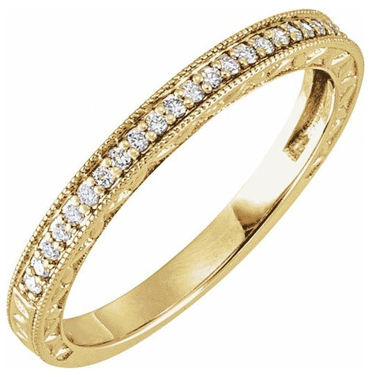 14K Yellow Or White Gold Round 1 Mm Polished 1/8 Ctw Lab Grown Diamond Band