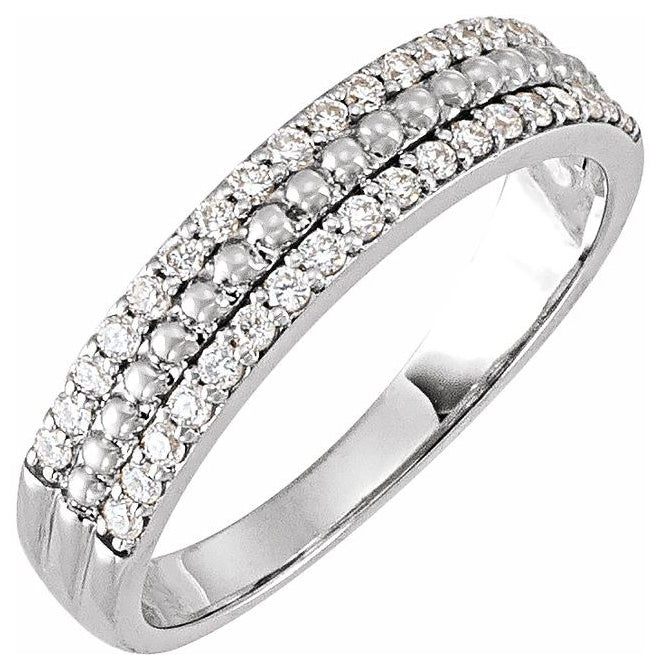 14K White Gold Round 1.25 Mm Polished 1/3 Ctw Natural Diamond Band Size 7