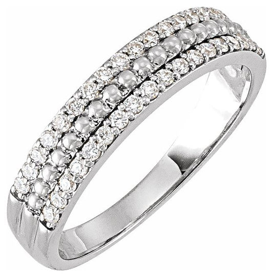 14K White Gold Round 1.25 Mm Polished 1/3 Ctw Natural Diamond Band Size 7
