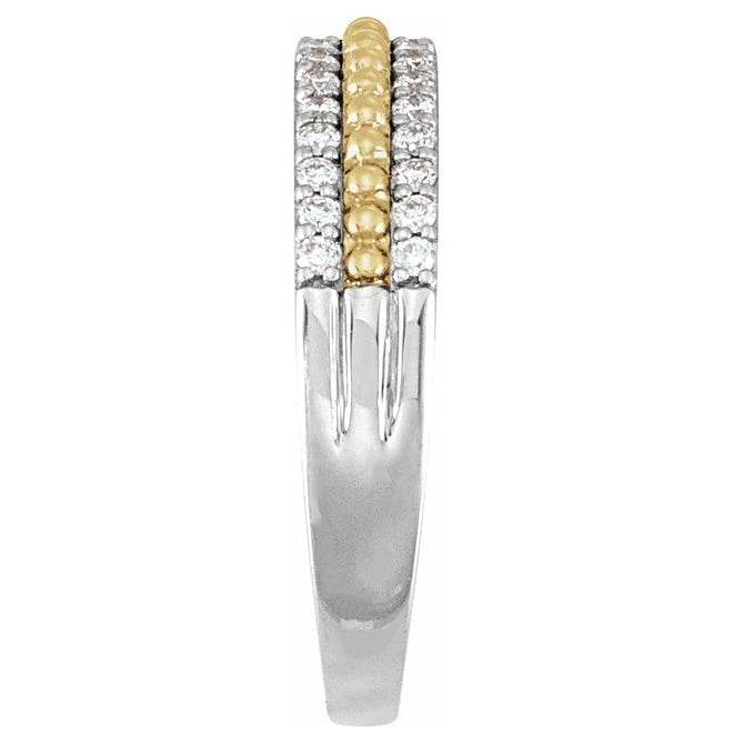 14K White/Yellow Or White/Rose Gold Round 1.25 Mm Polished 1/3 Ctw Natural Diamond Band Size 7