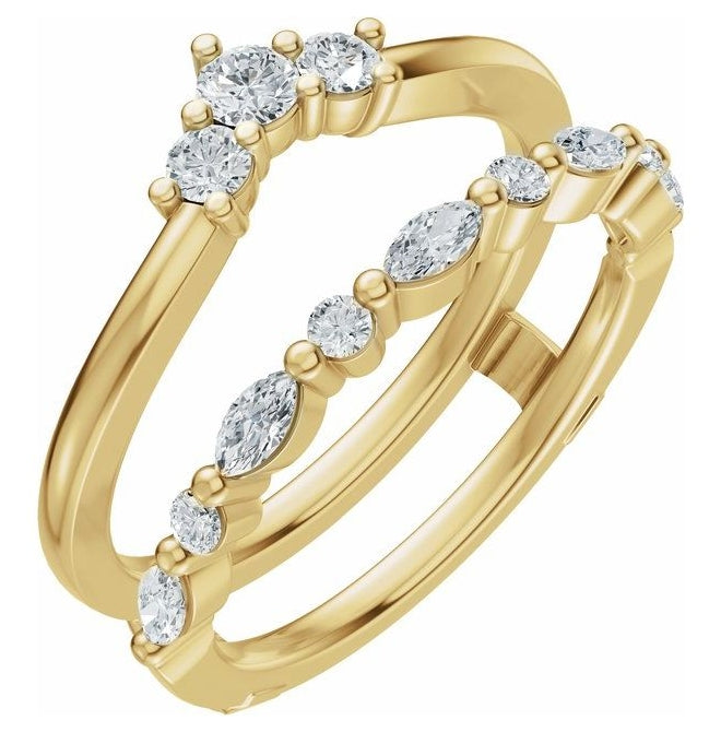 14K Yellow Gold Round 2.8 Mm Polished 1/2 Ctw Lab-Grown Diamond Ring Guard Size 7