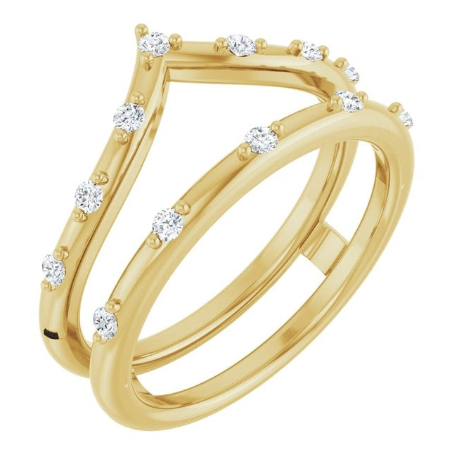 14K Yellow Or White Gold Round 1.6 Mm Polished 1/5 Ctw Natural Diamond Ring Guard