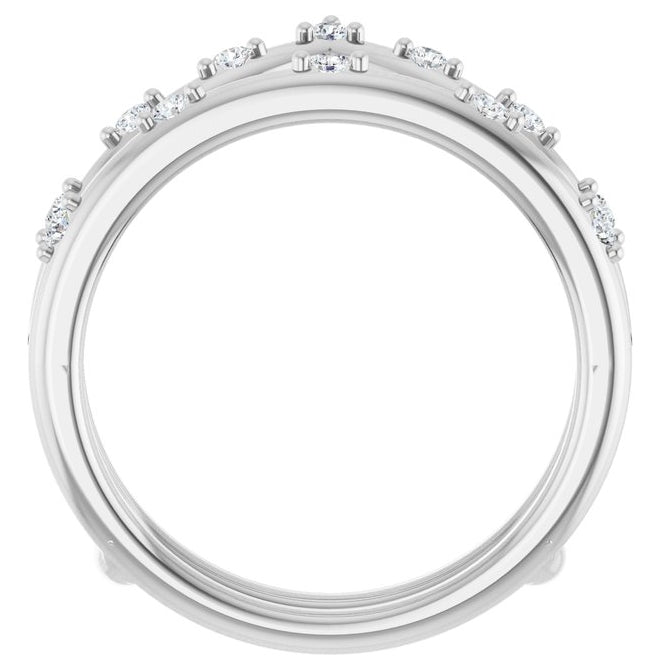 14K White Gold Round 1.6 Mm Polished 1/5 Ctw Lab-Grown Diamond Ring Guard Size 7