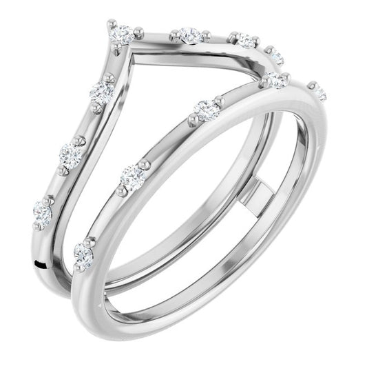 14K White Gold Round 1.6 Mm Polished 1/5 Ctw Lab-Grown Diamond Ring Guard Size 7