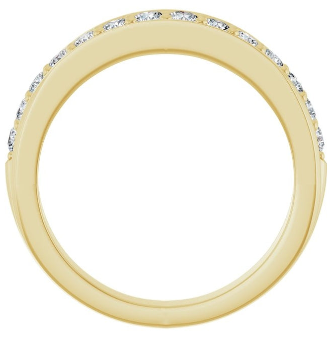 14K Yellow Gold Round 2.2 Mm Polished 1/2 Ctw Lab-Grown Diamond Anniversary Band Size 7
