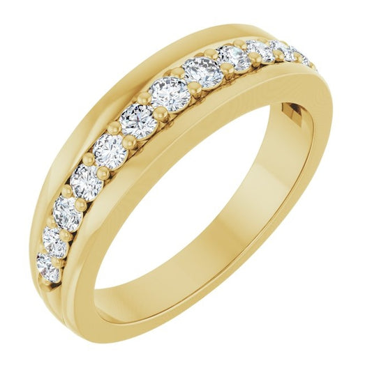 14K Yellow Gold Round 2.2 Mm Polished 1/2 Ctw Lab-Grown Diamond Anniversary Band Size 7