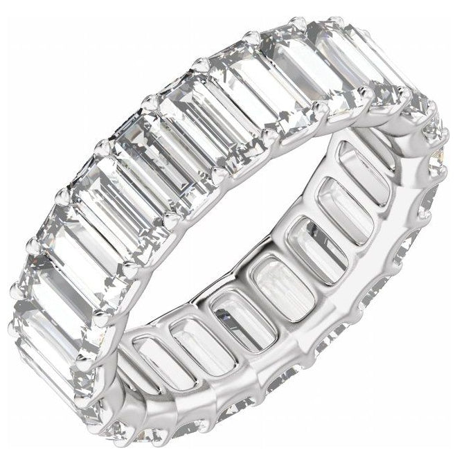 14K Yellow Or White Gold Or Platinum Straight Baguette Vs2, E-F  Polished Lab-Grown Diamond Low Profile Eternity Band