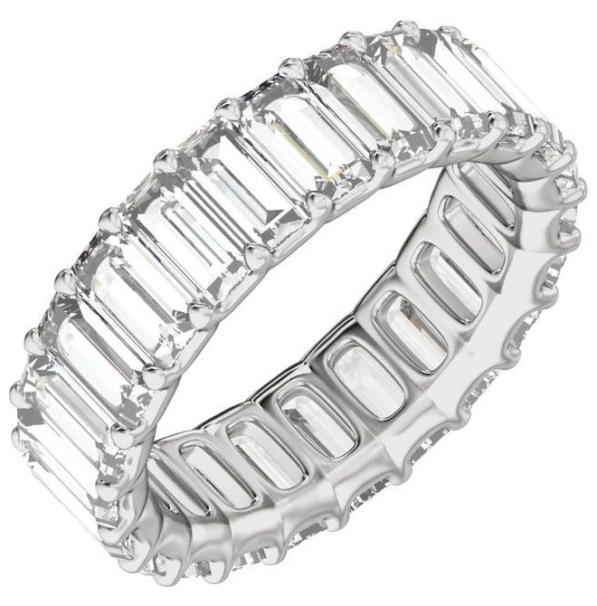 14K Yellow Or White Gold Or Platinum Straight Baguette Vs2, E-F  Polished Lab-Grown Diamond Low Profile Eternity Band