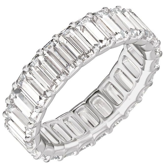 14K Yellow Or White Gold Or Platinum Straight Baguette Vs2, E-F  Polished Lab-Grown Diamond Low Profile Eternity Band