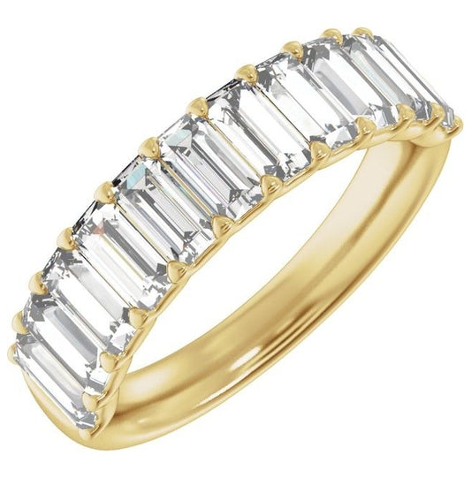 14K Yellow Gold Straight Baguette 5 X 2.5 Mm Vs2, G-H  Polished 2 1/4 Ctw Lab-Grown Diamond Anniversary Band Size 7