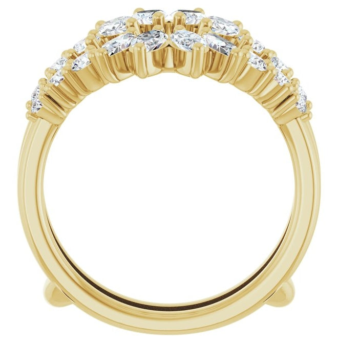14K Yellow Or White Gold Marquise 5 X 2.5 Mm Polished 1 1/2 Ctw Lab-Grown Diamond Ring Guard