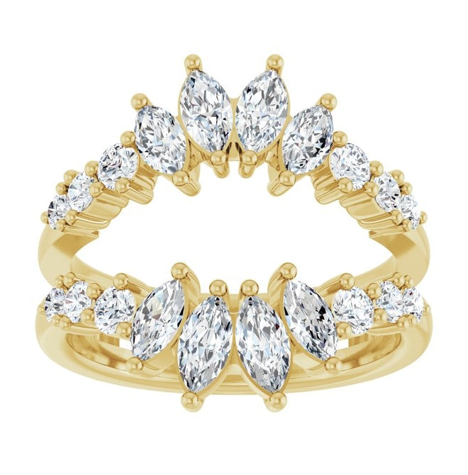 14K Yellow Or White Gold Marquise 5 X 2.5 Mm Polished 1 1/2 Ctw Lab-Grown Diamond Ring Guard