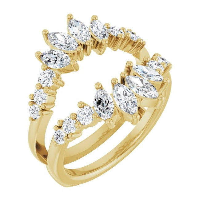 14K Yellow Or White Gold Marquise 5 X 2.5 Mm Polished 1 1/2 Ctw Lab-Grown Diamond Ring Guard
