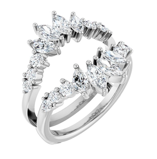 14K Yellow Or White Gold Marquise 5 X 2.5 Mm Polished 1 1/2 Ctw Lab-Grown Diamond Ring Guard