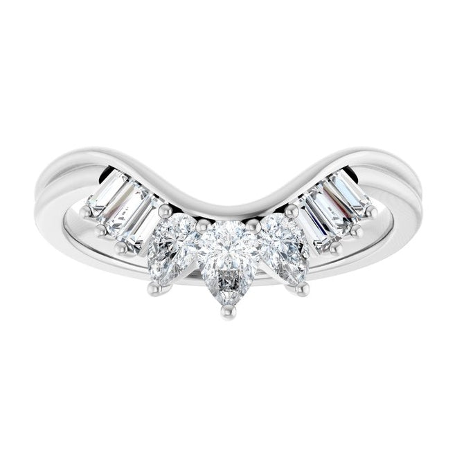 14K White Gold Pear 4.1 X 2.7 Mm Polished 1/2 Ctw Lab-Grown Diamond Contour Band Size 7