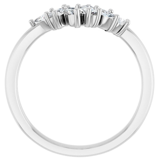 14K White Gold Oval 3.2 X 2.3 Mm Polished 1/3 Ctw Lab-Grown Diamond Contour Band Size 7