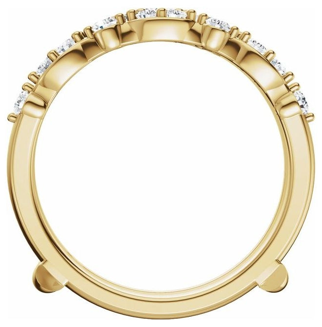 14K Yellow Gold Pear 4.7 X 3.1 Mm Polished 5/8 Ctw Natural Diamond Ring Guard Size 7