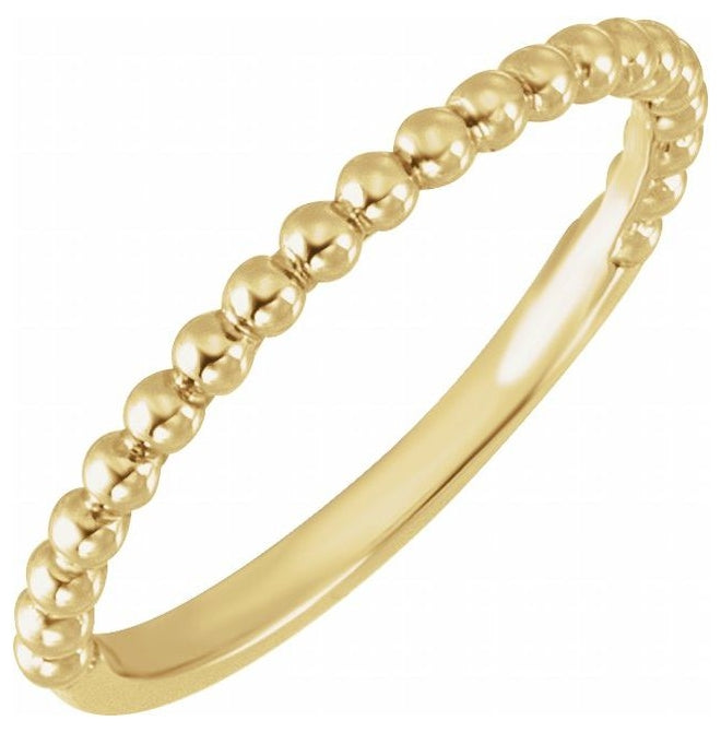 14K Yellow Or White Gold Beaded Band
