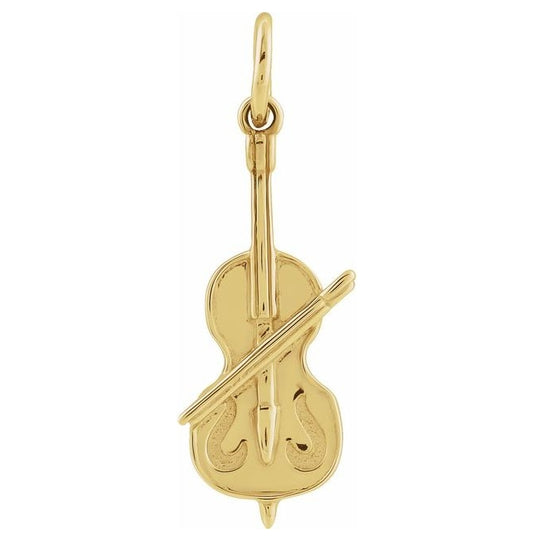 14K Yellow Or White Gold Or Sterling Silver Polished Violoin Pendant