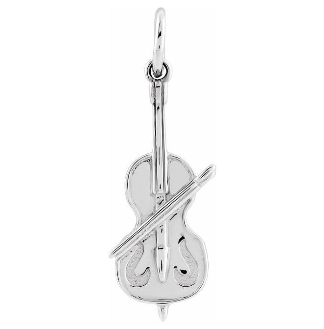 14K Yellow Or White Gold Or Sterling Silver Polished Violoin Pendant