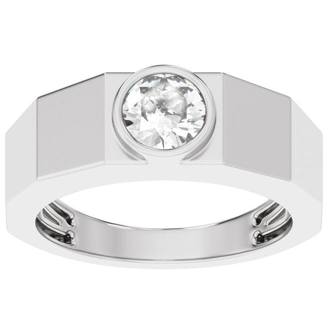 14K Yellow Or White Gold Round 6.5 Mm Polished 1 Ctw Lab Grown Diamond Solitaire Tapered Band