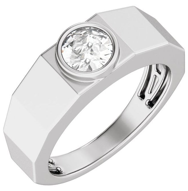 14K Yellow Or White Gold Round 6.5 Mm Polished 1 Ctw Lab Grown Diamond Solitaire Tapered Band