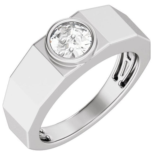 14K Yellow Or White Gold Round 6.5 Mm Polished 1 Ctw Lab Grown Diamond Solitaire Tapered Band