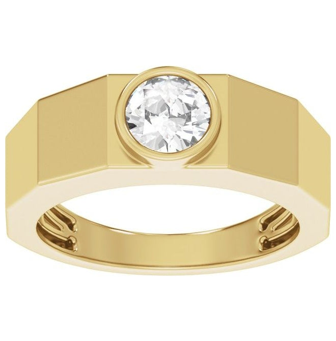 14K Yellow Or White Gold Round 6.5 Mm Polished 1 Ctw Lab Grown Diamond Solitaire Tapered Band