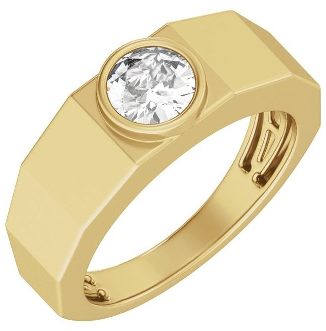 14K Yellow Or White Gold Round 6.5 Mm Polished 1 Ctw Lab Grown Diamond Solitaire Tapered Band