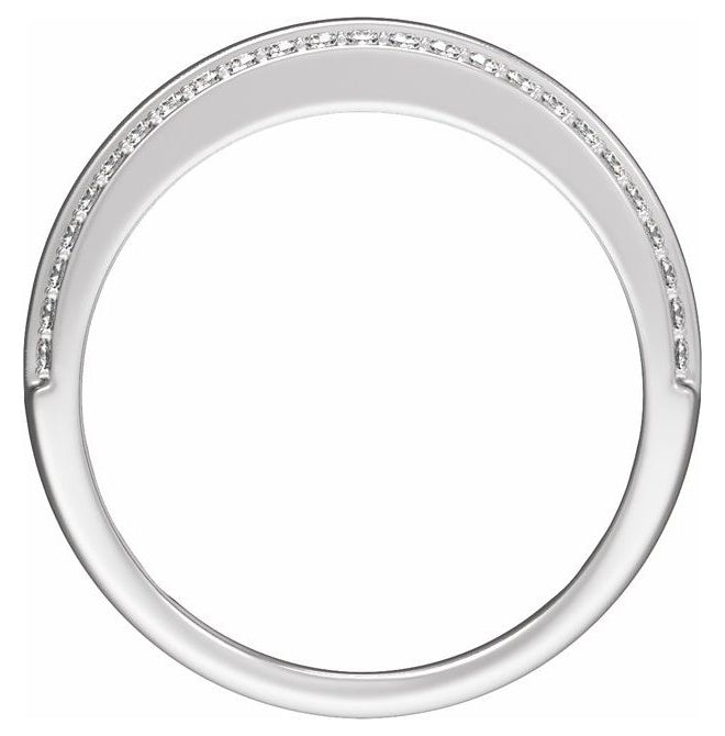 14K Yellow Or White Gold Round 1.3 Mm Polished 1/2 Ctw Natural Diamond Half Round Accented Tapered Band