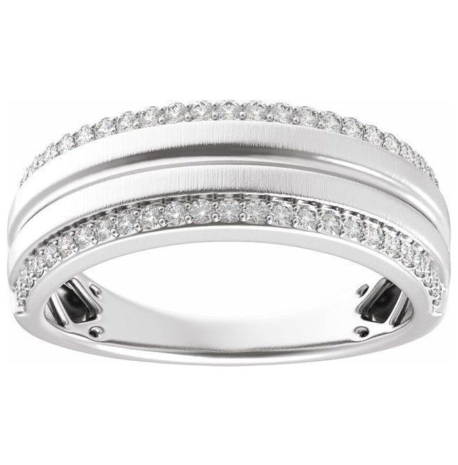 14K Yellow Or White Gold Round 1.3 Mm Polished 1/2 Ctw Lab Grown Diamond Half Round Accented Tapered Band