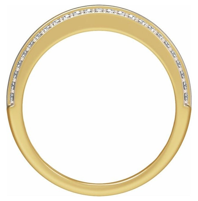 14K Yellow Or White Gold Round 1.3 Mm Polished 1/2 Ctw Lab Grown Diamond Half Round Accented Tapered Band
