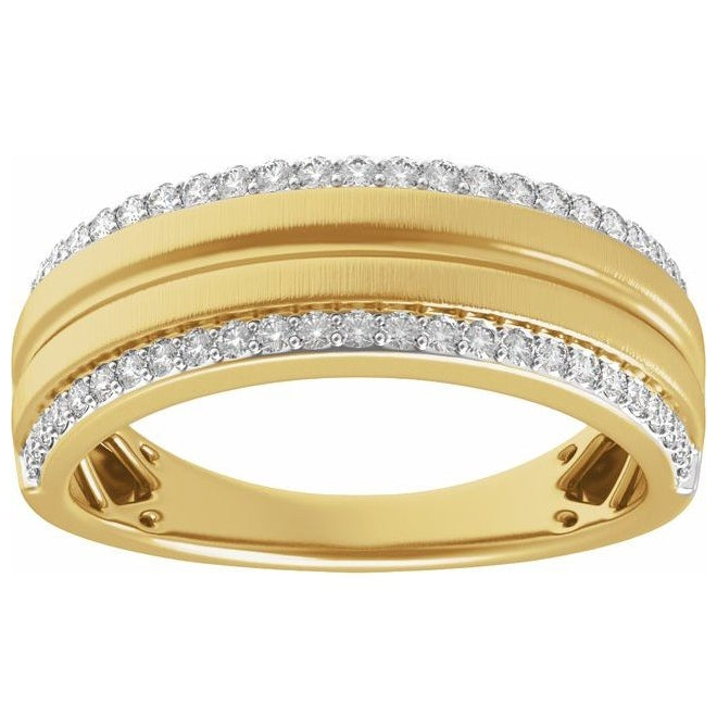 14K Yellow Or White Gold Round 1.3 Mm Polished 1/2 Ctw Lab Grown Diamond Half Round Accented Tapered Band